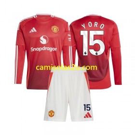 Camisolas de futebol Manchester United Leny Yoro 15 Criança Equipamento Principal 2024/25 Manga Comprida